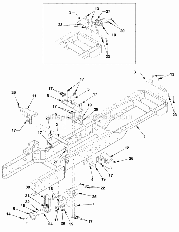 Frame Diagram and Parts List for 5234DL 54AL544-710, 54BL544-710 Cub Cadet Lawn Tractor